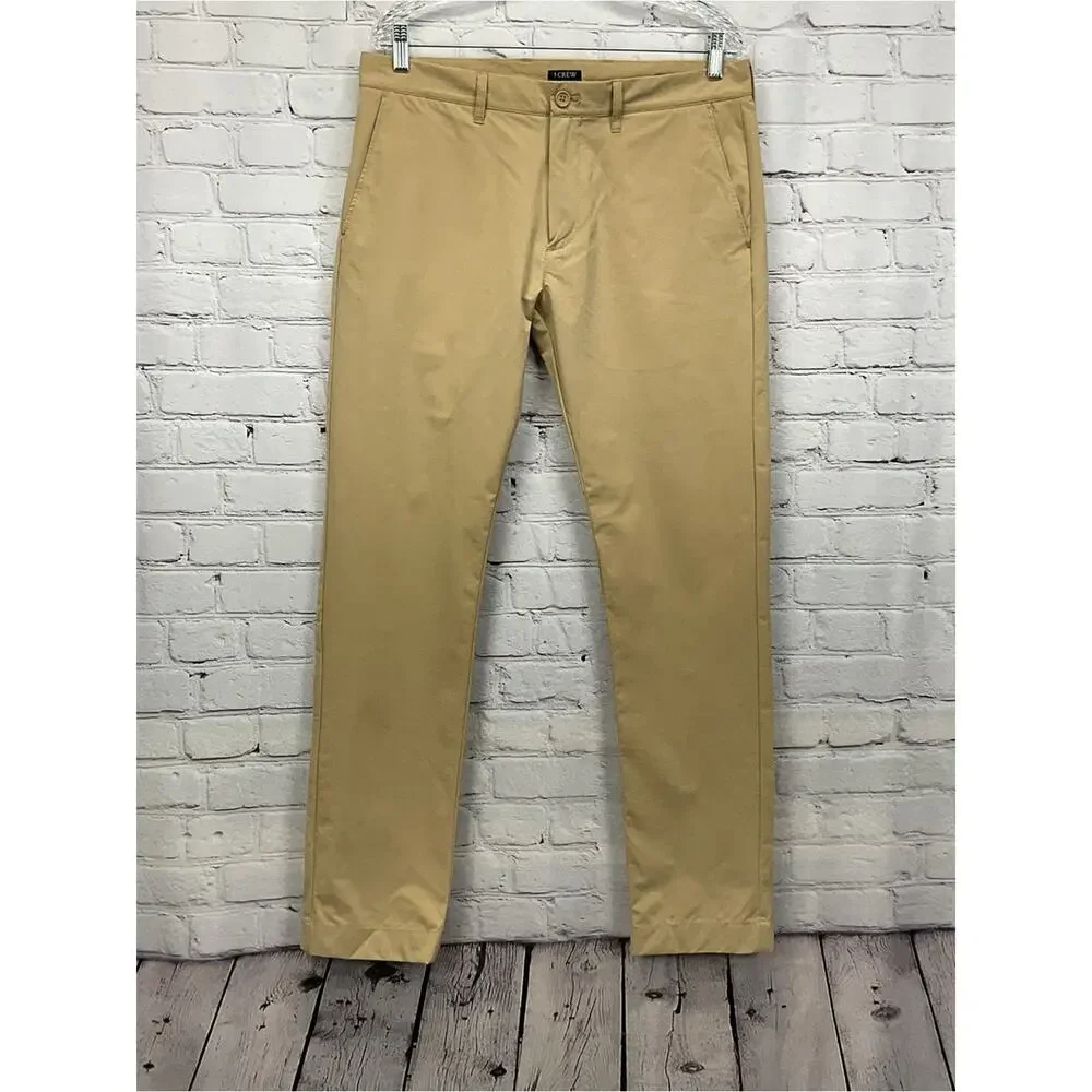 J. Crew Flex Pants Men's Size 32x32 Khaki Slim Fit Athleisure Sporty Vacation